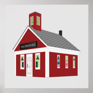 Poster Une pièce Red Schoolhouse Kids Décor Imprimer l'af