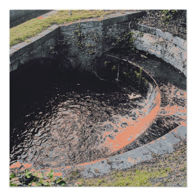Poster Une piscine orange à Welshpool (Devant)