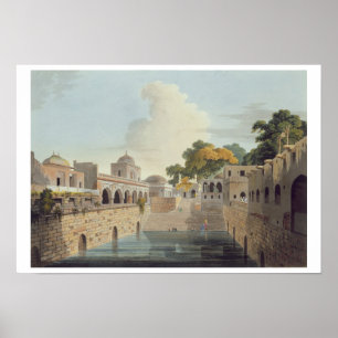 Poster Une plage près de la Vieille Ville de Delhi, plaqu