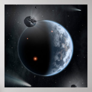 Poster Une Planète Comme La Terre Avec Des Océans Qui Rev