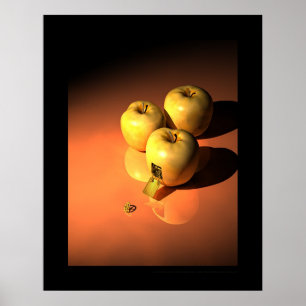 Poster Une pomme de rouages - mécanique d'or
