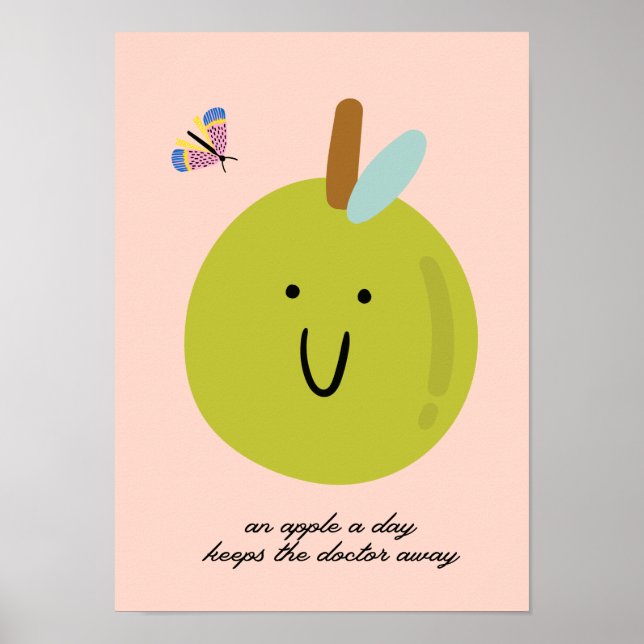 POSTER UNE POMME PAR JOUR EMPÊCHE LE MÉDECIN D'ÊTRE ÉLOIG (Devant)