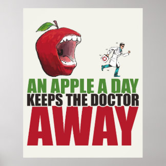Poster Une Pomme par jour garde le docteur loin drôle Pom