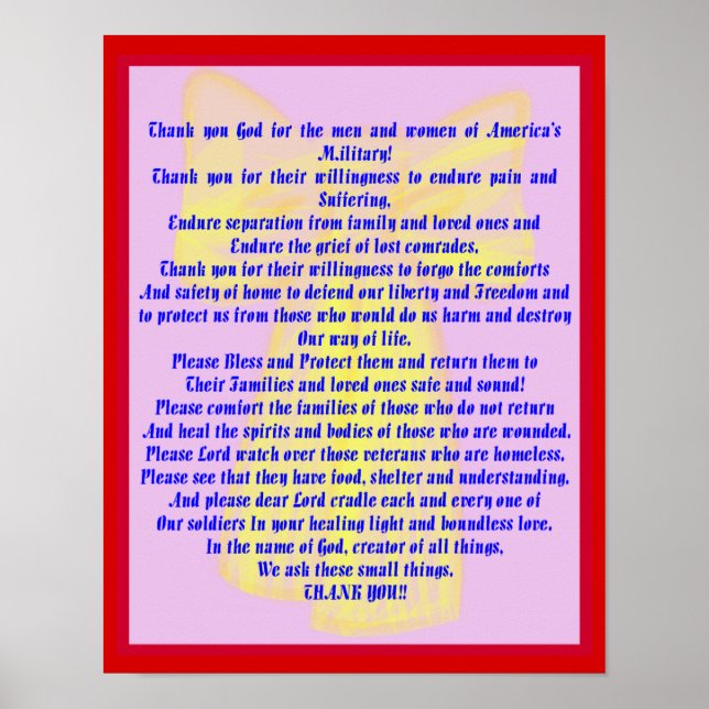 Poster Une Prière Pour Nos Soldats (Devant)
