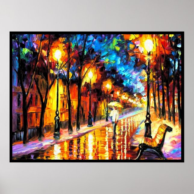 Poster Une promenade nocturne pluvieuse (Devant)