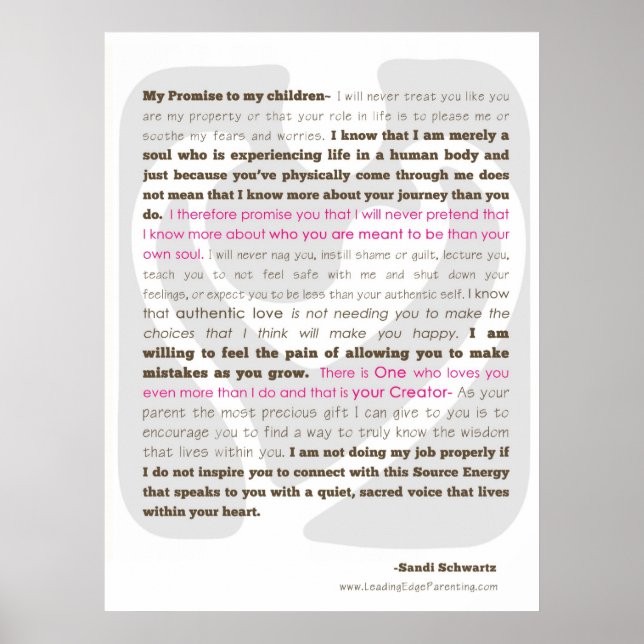 Poster Une promesse à mon enfant (Devant)