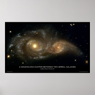 Poster Une Rencontre De Pâturage Entre Deux Galaxies Spir
