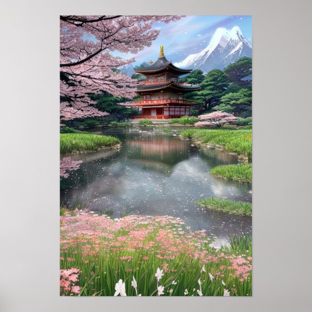 Poster Une rivière azy près du temple (Devant)