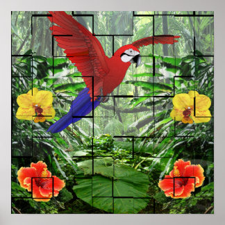 Poster Une scène artistique de forêt tropicale humide