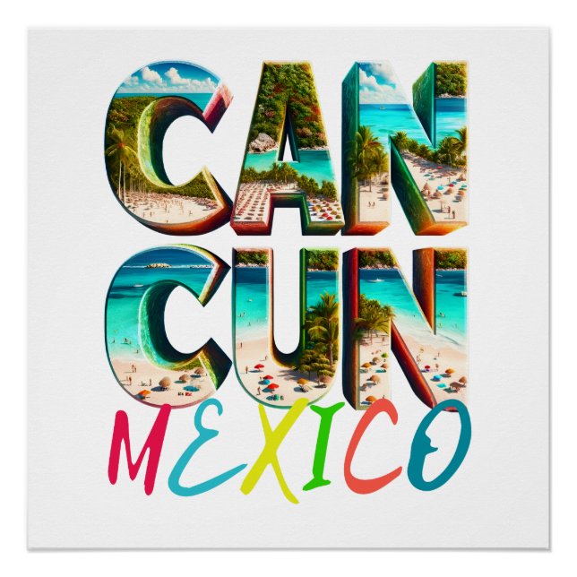 Poster Une scène de plage pittoresque, chemise Cancun | M (Devant)