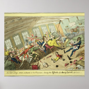 Poster Une scène intéressante à bord d'un Est-Indiaman,
