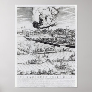 Poster Une section d'une carte de Milan, 1640