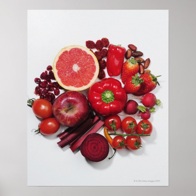 Poster Une sélection de fruits et légumes rouges. (Devant)
