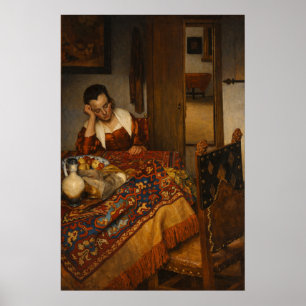 Poster Une servante endormie de Johannes Vermeer 