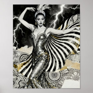 Poster Une Showgirl danse dans l'illumination