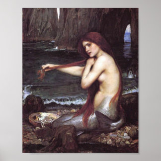 Poster Une sirène de J W Waterhouse, 1901 Découpage Impri