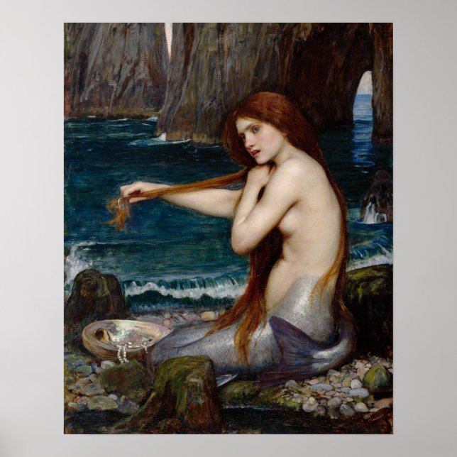 Poster "Une sirène" de John William Waterhouse (Devant)