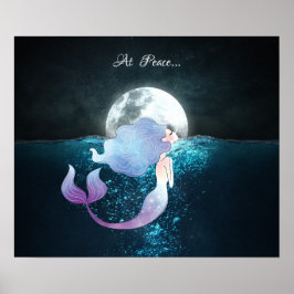 Poster Une Sirène nager en paix sous la Pleine lune