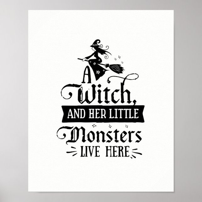 Poster Une sorcière et ses petits monstres vivent ici (Devant)