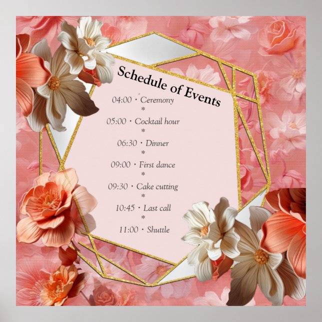 Poster Une teinte molle et rosâtre appelée Fleurs Peach F (Devant)