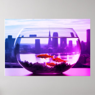 Poster Une vie isolée dans un bocal à poissons rouges sur