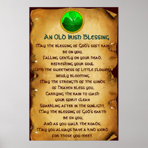 Poster Une vieille bénédiction irlandaise sur parchemin p