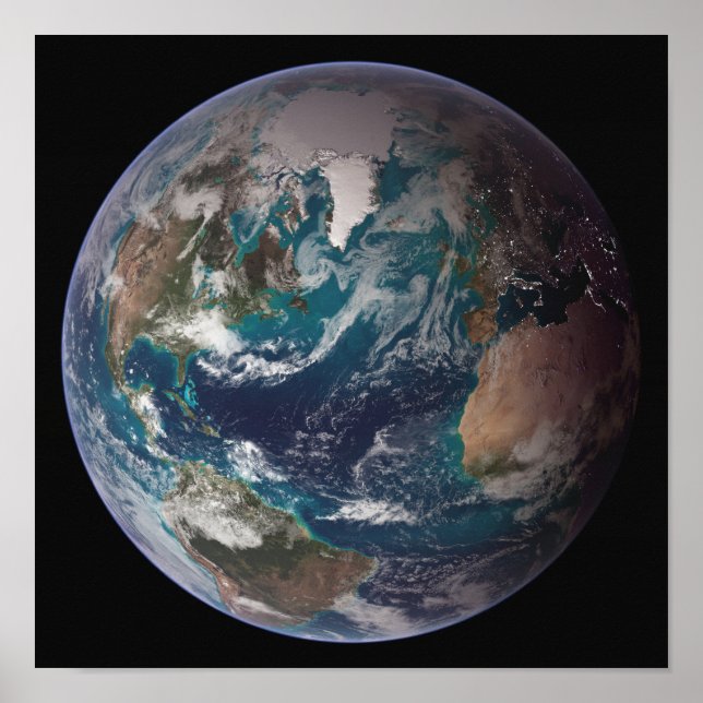 Poster Une vue complète de la Terre montrant les données  (Devant)