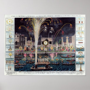 Poster Une vue des feux d'artifice et des illuminations