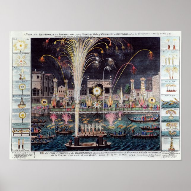 Poster Une vue des feux d'artifice et des illuminations (Devant)