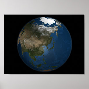Poster Une vue globale au-dessus de l'Asie avec la glace