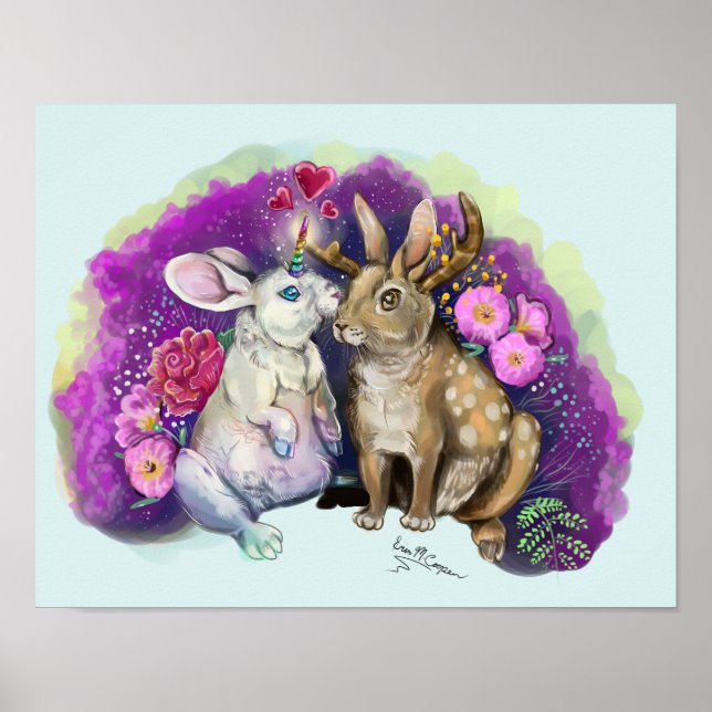 Poster Unibunny Bisses Jackalope Amour magique (Devant)
