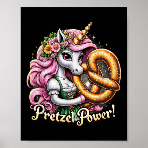 Poster Unicorn allemand Drindl Pretzel Power Funny Kids