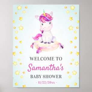 Poster Unicorn Baby Girl Douche Sprinkle Party Bienvenue