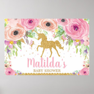 Poster Unicorn Baby shower Party Backdrop Banner Girl