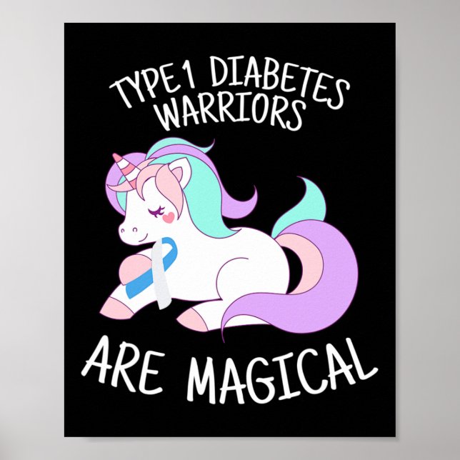 Poster Unicorn Diabetes Warrior Gift  (Devant)