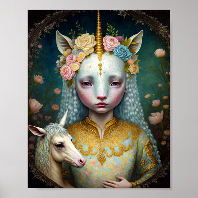Poster Unicorn Femme Imaginaire Art (Devant)