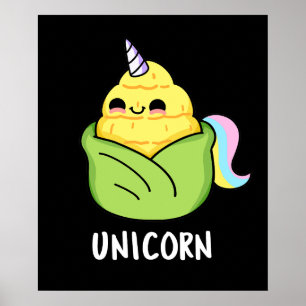 Poster Unicorn Funny Baby Corn Pun Dark BG