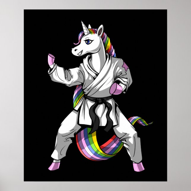Poster Unicorn Girl Karate Ninja (Devant)