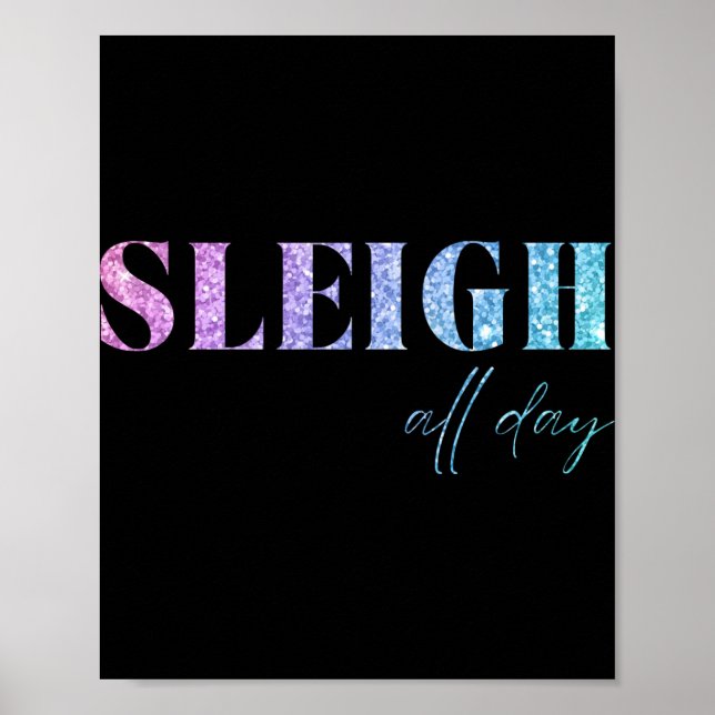 Poster Unicorn Glitter Sleigh All Day Christmas  (Devant)