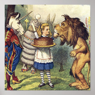 Poster Unicorn Lion et Alice au pays des merveilles Impri
