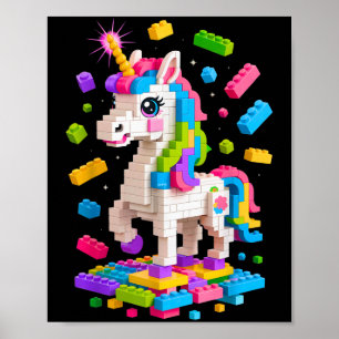 Poster Unicorn Lover Master Builder Bloc de briques