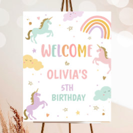 Poster Unicorn Magical Rainbow Girl Birthday Welcome