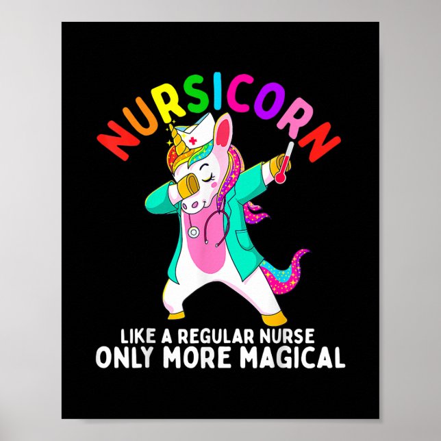 Poster Unicorn Nurse Funny Nursicorn Rainbows Nurse RN (Devant)