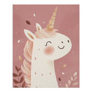 Poster Unicorn Pastel Nursery Print, Kids Wall Art
