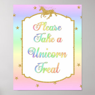 Poster Unicorn Treats Food Table Display Sign Rainbow