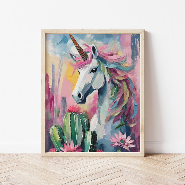 Poster Unicorne Abstraite lunatique et succulents (Créateur téléchargé)
