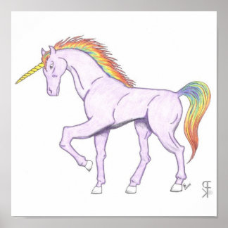 Poster Unicorne arc-en-ciel violet