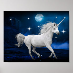 Poster Unicorne au clair de lune