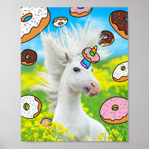 Poster Unicorne avec beignes