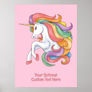 Poster Unicorne couleur texte personnalisé